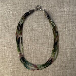 Five Strand Multi Color Tourmaline Gemstone Necklace  18" length